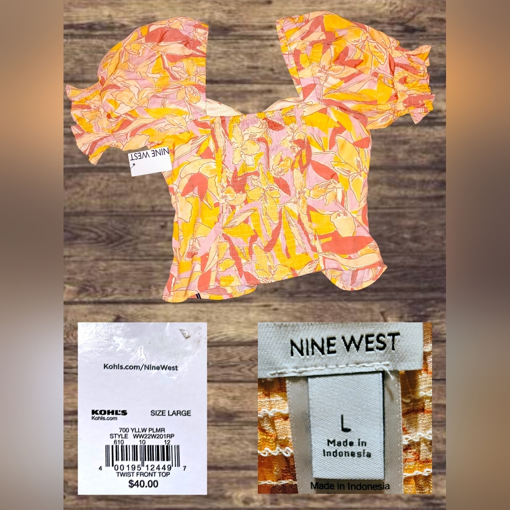 Nine West Women's Floral Yellow Top